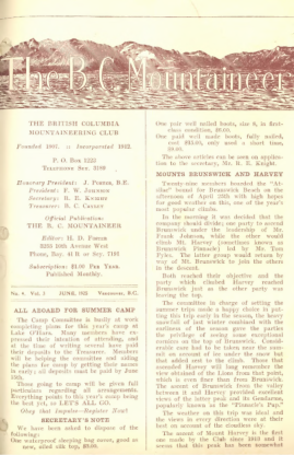 The B.C. Mountaineer 1925 June cover